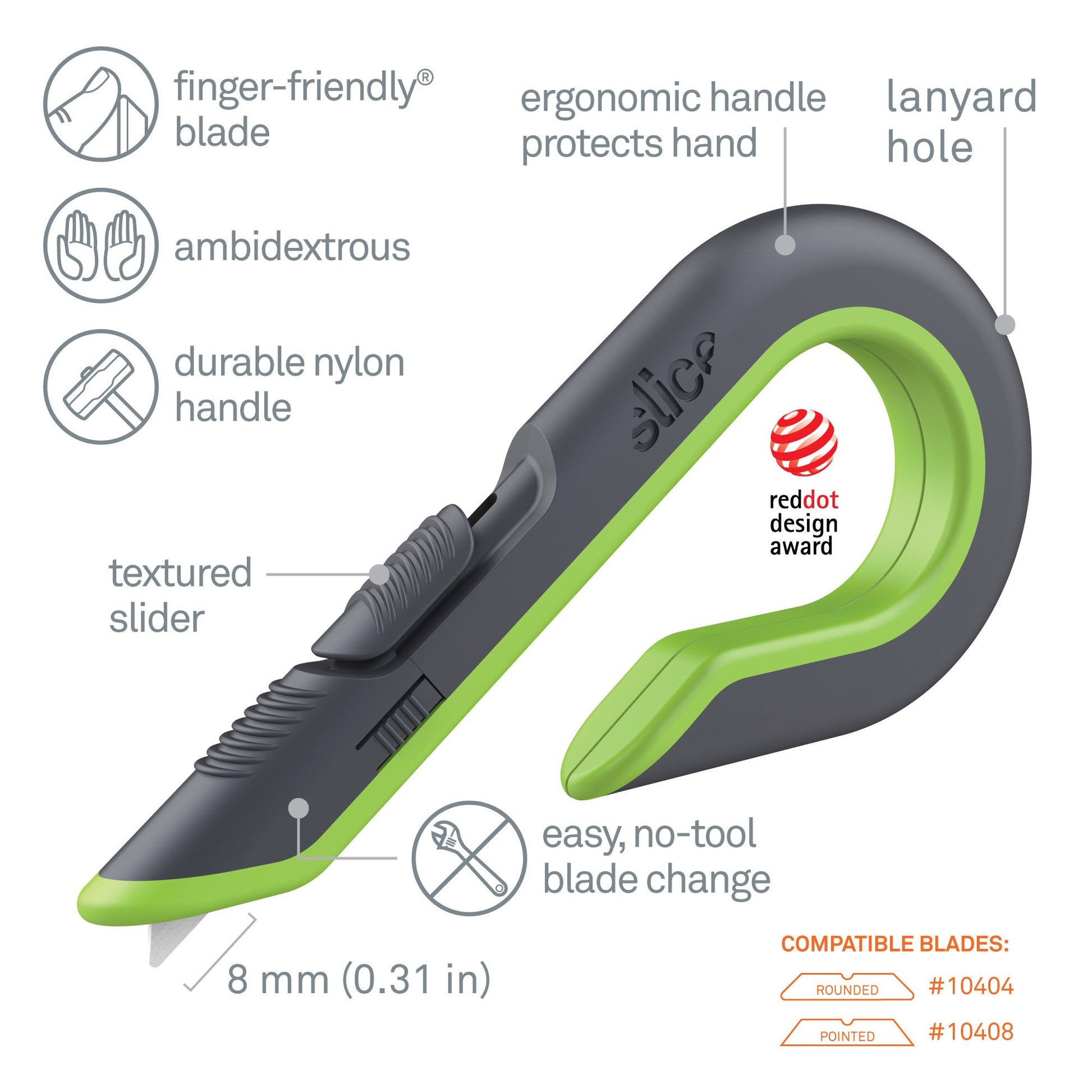Slice Squeeze Knife, Box Cutter With Ceramic Blade, Finger Friendly (10494)