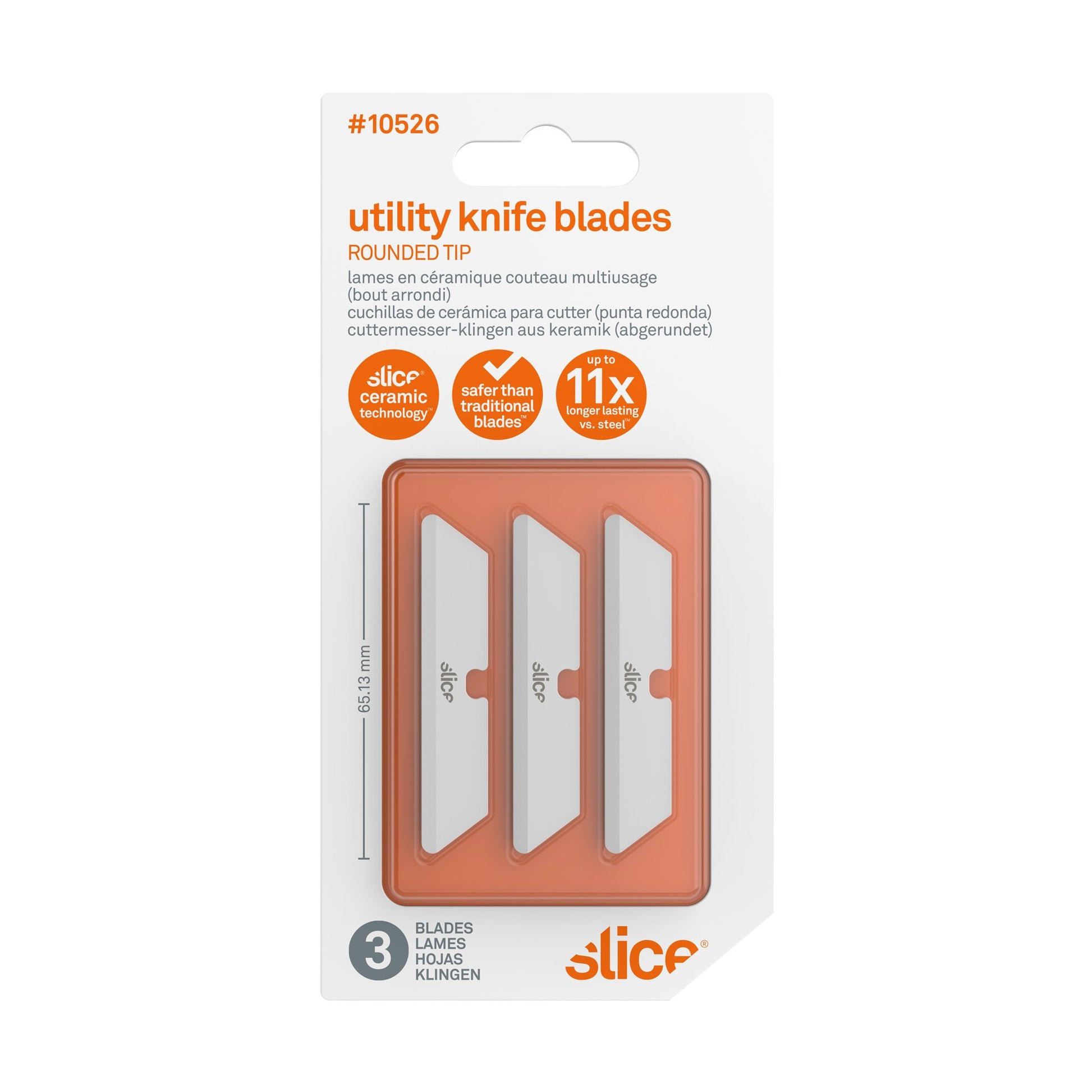 Slice Safety Blades Type: Rounded tip, Includes: 4 dual-sided box cutter